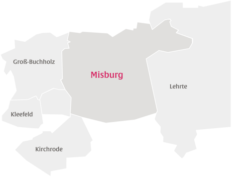 Ausschnitt aus einer Karte mit dem Stadtteil Misburg