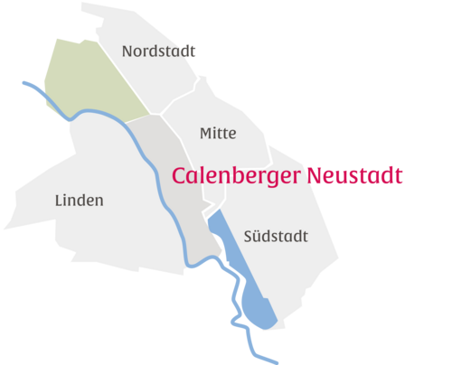 Ausschnitt aus einer Karte mit dem Stadtteil Calenberger Neustadt