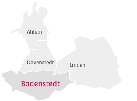 Ausschnitt aus einer Karte mit dem Stadtteil Badenstedt