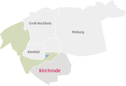 Ausschnitt aus einer Karte mit dem Stadtteil Kirchrode