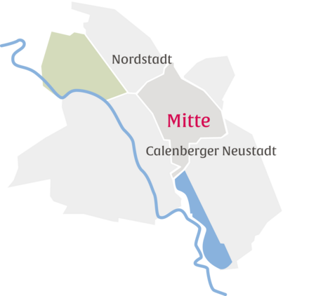 Ausschnitt aus einer Karte mit dem Stadtteil Mitte