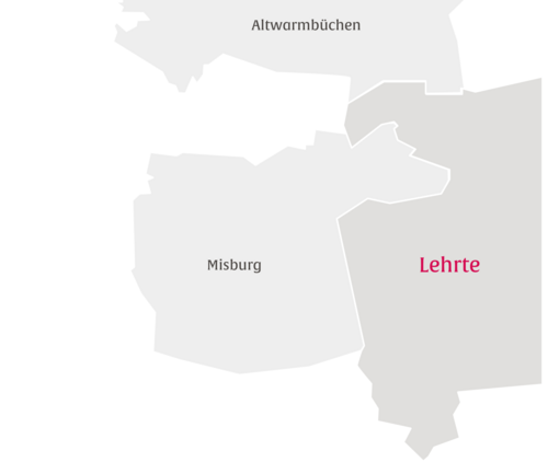 Ausschnitt aus einer Karte mit dem Stadtteil Lehrte