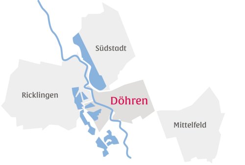 Ausschnitt aus einer Karte mit dem Stadtteil Döhren
