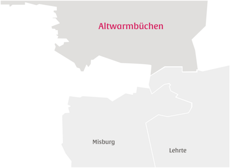 Ausschnitt aus einer Karte mit dem Stadtteil Altwarmbüchen