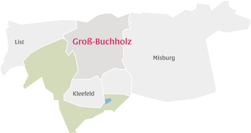 Ausschnitt aus einer Karte mit dem Stadtteil Groß Buchholz